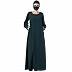 Casual dress abaya with Cuff- Bottle Green